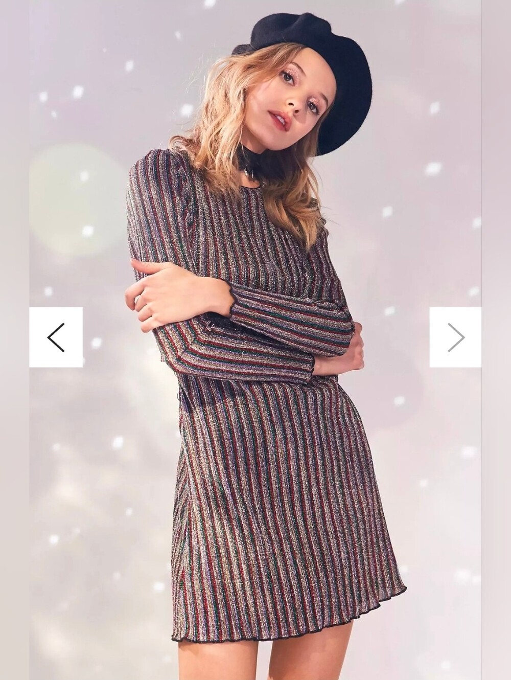 Urban Outfitters Kimchi Blue Sparkly Rainbow Stripe Mini Dress Size Large